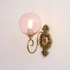 Victorian Brass Pink Glass Sconce