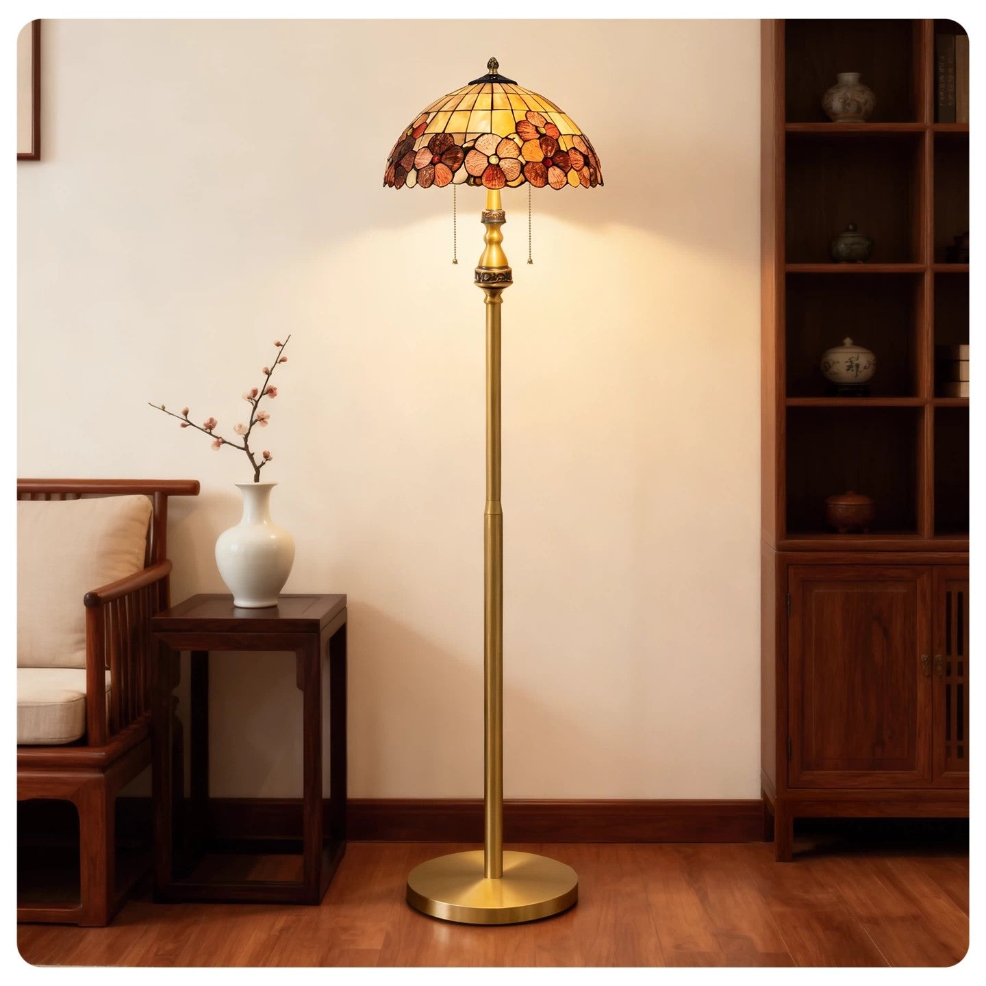 Vintage Amberwood Mosaic Floor Lamp