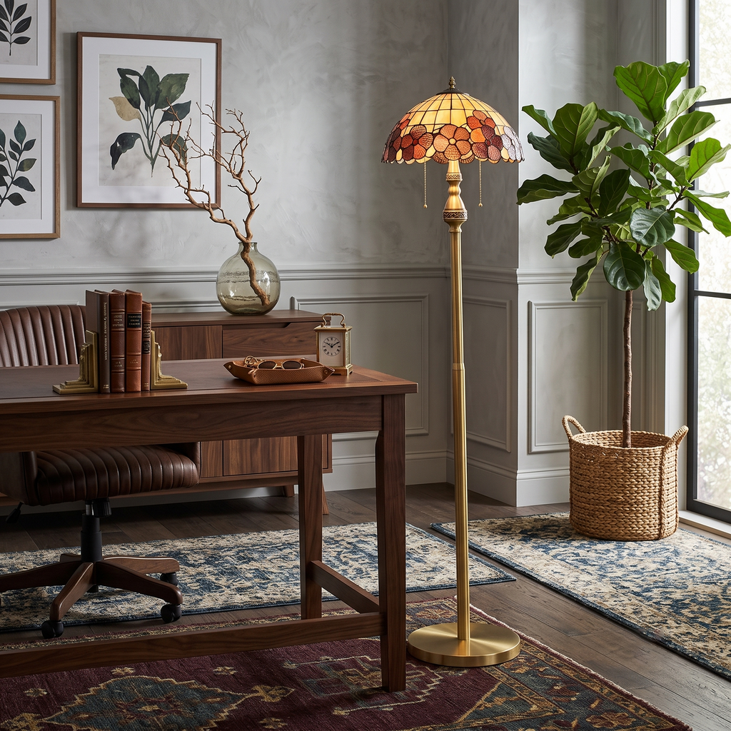 Vintage Amberwood Mosaic Floor Lamp