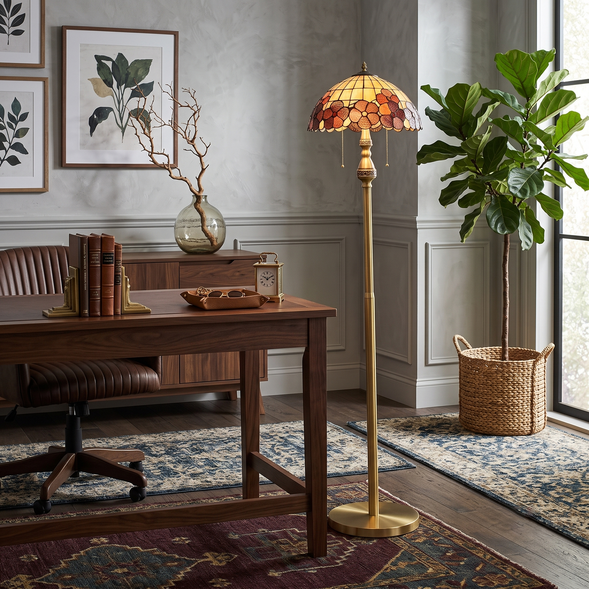 Vintage Amberwood Mosaic Floor Lamp