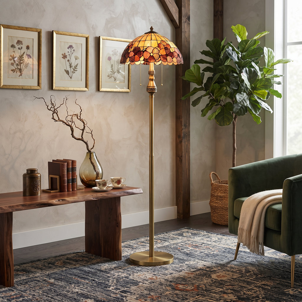 Vintage Amberwood Mosaic Floor Lamp