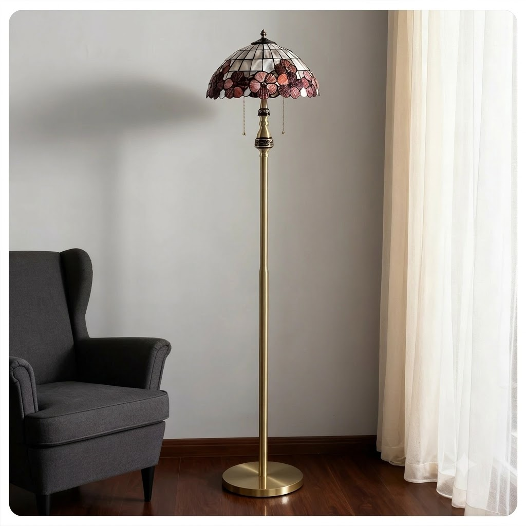 Vintage Amberwood Mosaic Floor Lamp