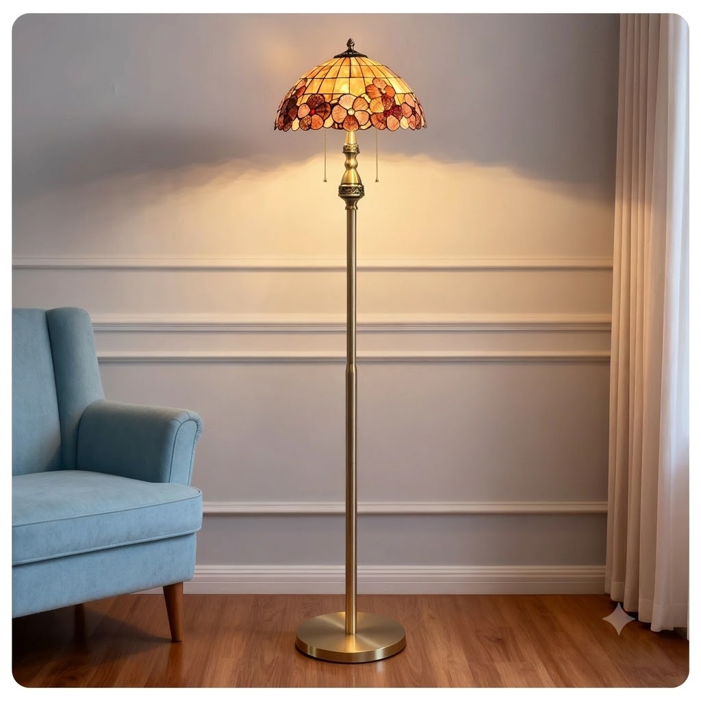 Vintage Amberwood Mosaic Floor Lamp