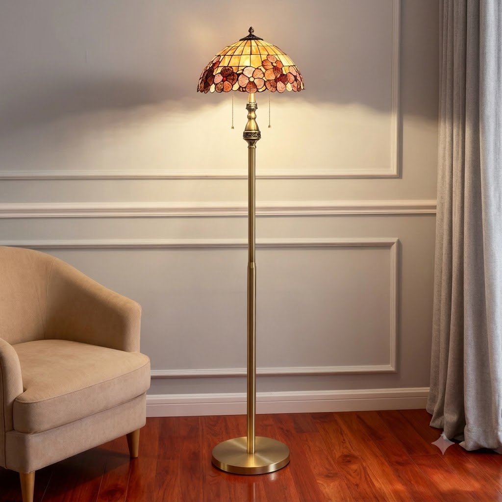Vintage Amberwood Mosaic Floor Lamp