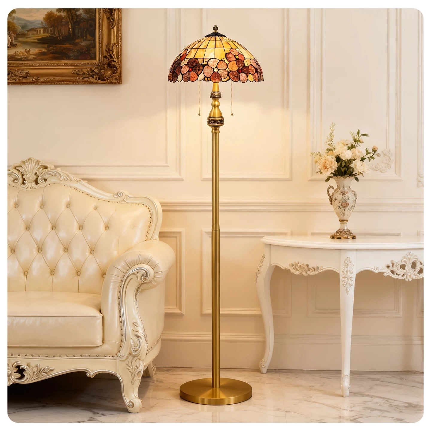 Vintage Amberwood Mosaic Floor Lamp