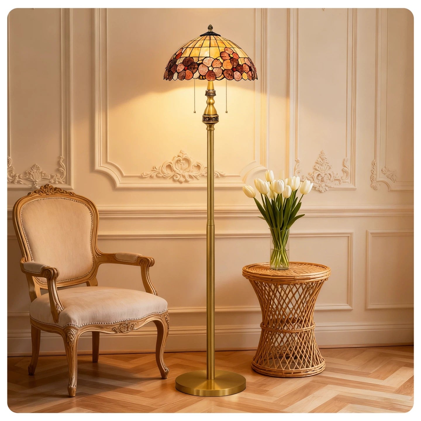 Vintage Amberwood Mosaic Floor Lamp