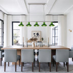 Modern Green Art Glass Linear Chandelier in Contemporary Dining Room