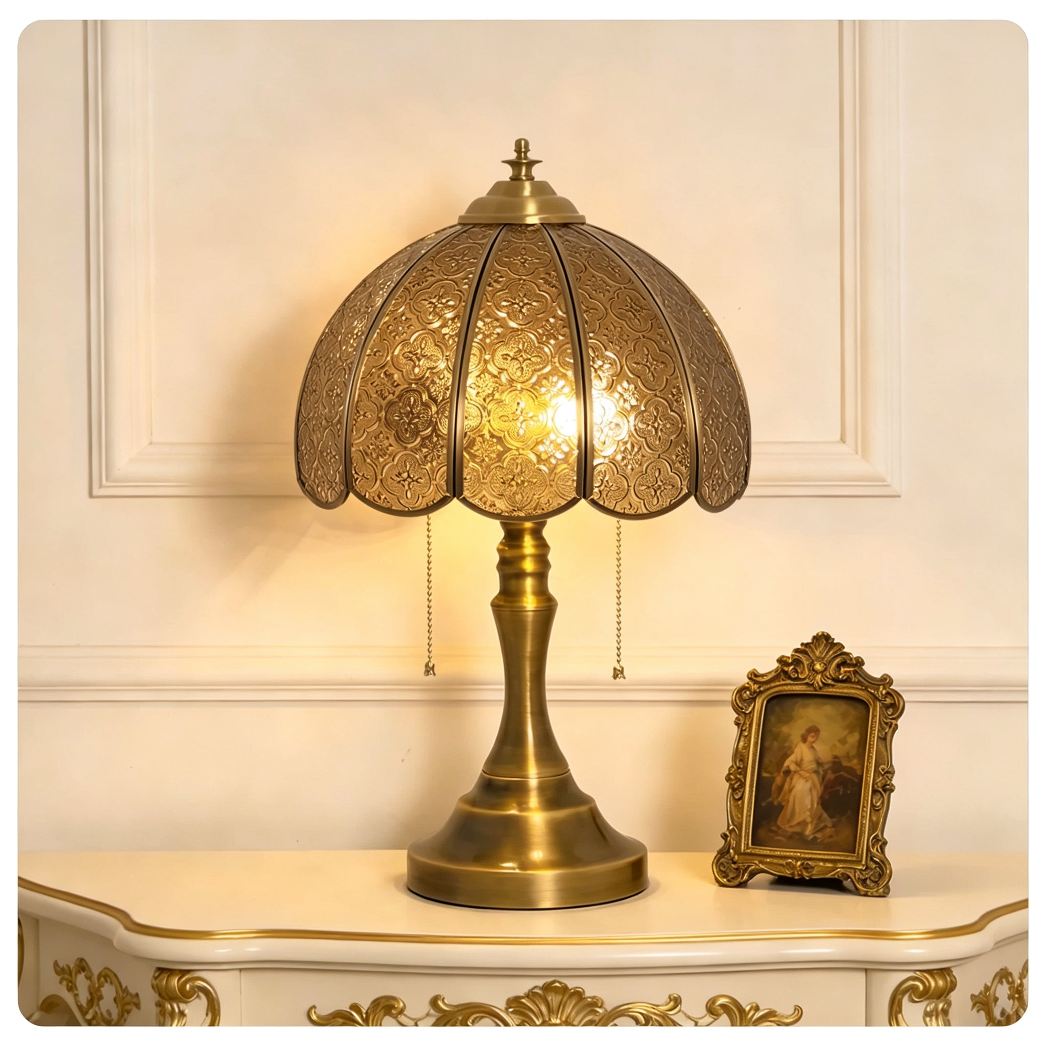 Vintage Embossed Cross Table Lamp