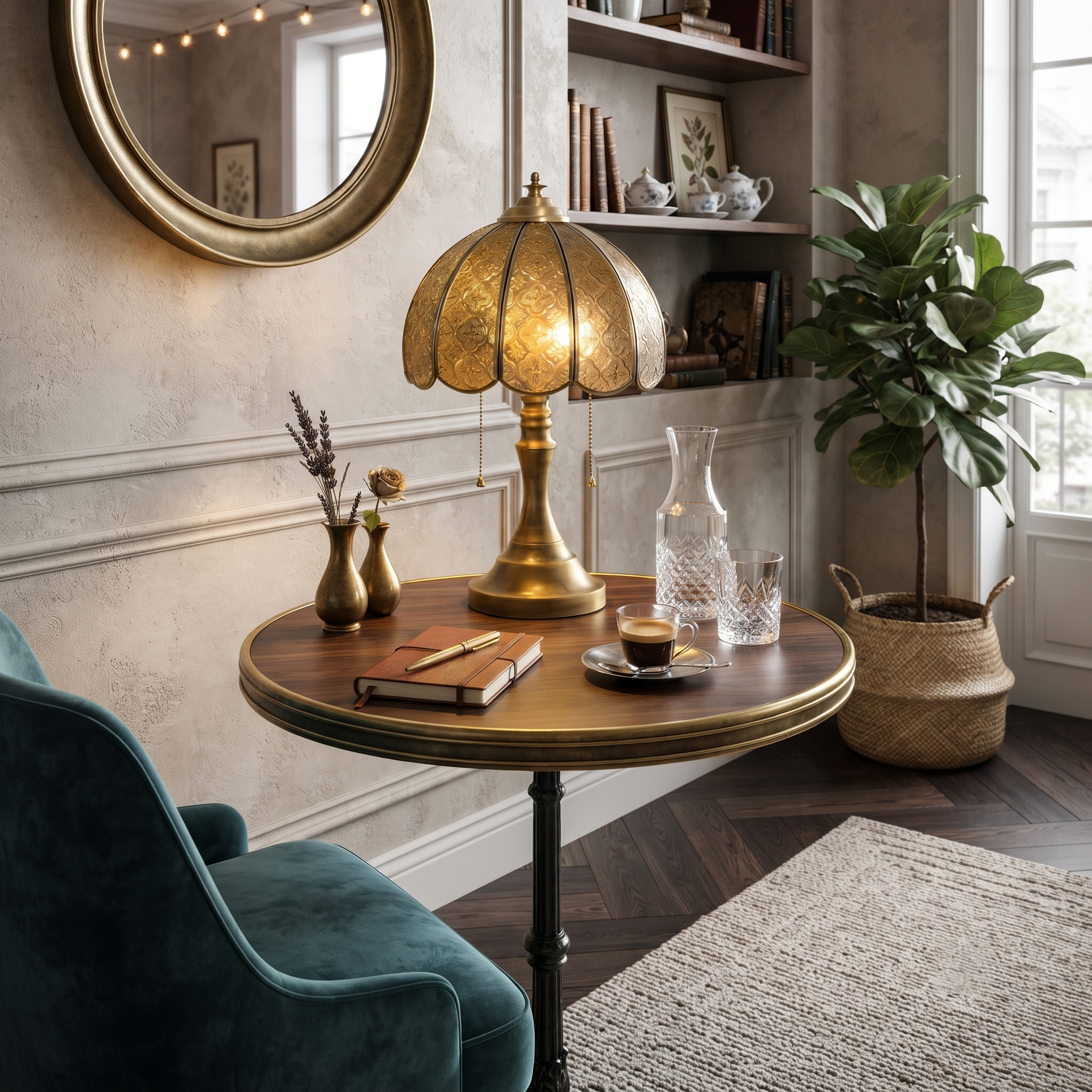 Vintage Embossed Cross Table Lamp