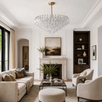 Modern Amber Faceted Glass Chandelier in Hallway Corridor