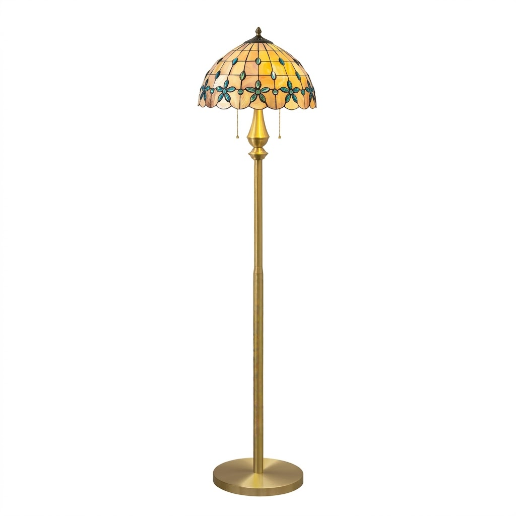 Vintage Peacock Mosaic Floor Lamp