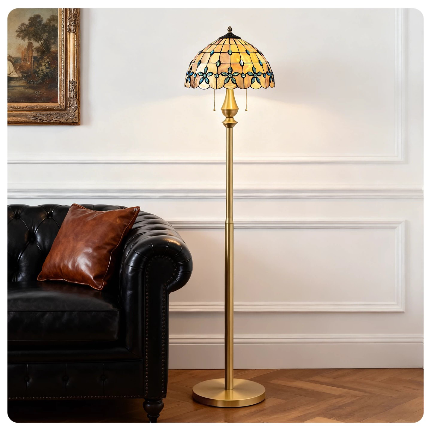 Vintage Peacock Mosaic Floor Lamp