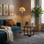 Vintage Peacock Mosaic Floor Lamp