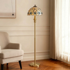 Vintage Peacock Mosaic Floor Lamp