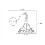 Modern Brass and Butterfly Stained Glass Wall Sconce Line Art Dimension Diagram