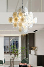 Modern Cascading Art Glass Chandelier in Open Plan Living Space