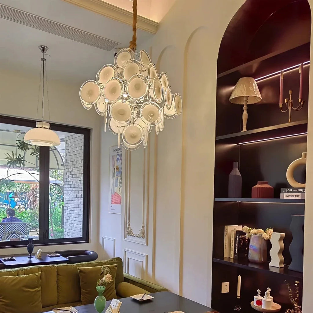 Modern Art Glass Chandelier in Elegant Dining Space