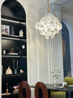 Modern Cascading Round Disc Chandelier in Modern Dining Room