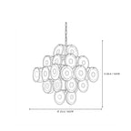 Modern Cascading Round Disc Art Glass Chandelier Line Art Dimension Diagram