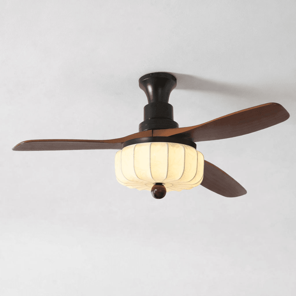 Walnut Wood and Metal Ceiling Fan