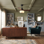 Walnut Wood and Metal Ceiling Fan