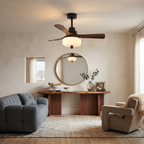 Walnut Wood and Metal Ceiling Fan