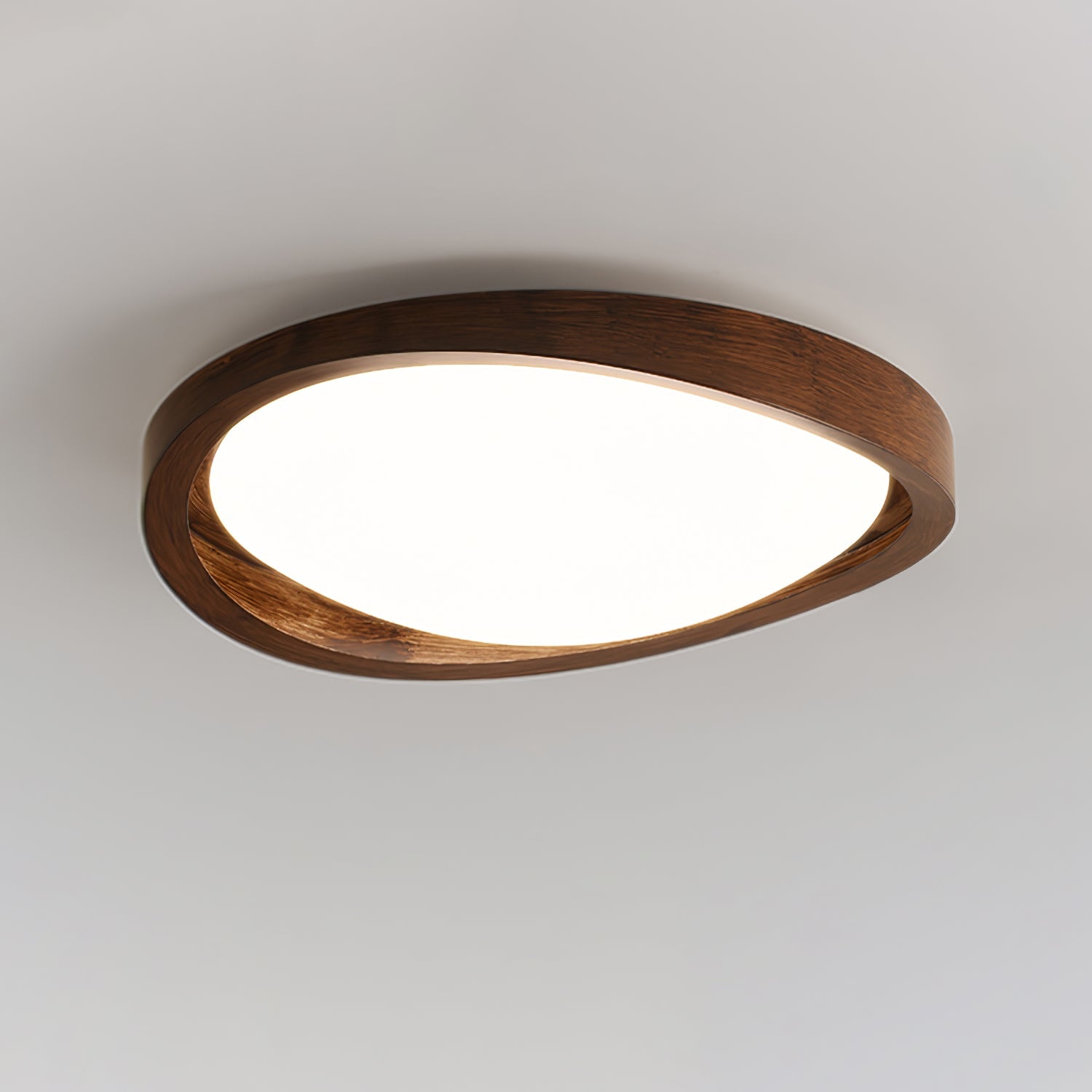 Walnut Curved Wood Flush Mount