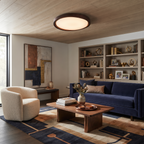 Walnut Curved Wood Flush Mount