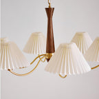 Walnut Pleated Multi-Arm Chandelier