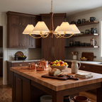 Walnut Pleated Multi-Arm Chandelier
