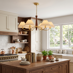 Walnut Pleated Multi-Arm Chandelier