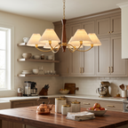 Walnut Pleated Multi-Arm Chandelier