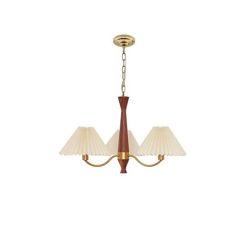 Walnut Pleated Multi-Arm Chandelier
