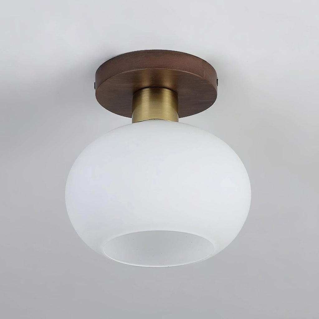 Wooden Opal Globe Flush Mount Light Studio Display