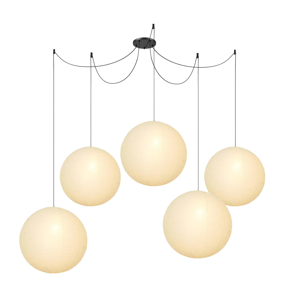 5 Light Spider Rice Paper Lantern Chandelier Studio Display
