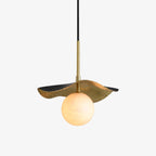 Wavy Brass Alabaster Pendant Light