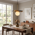 Wavy Brass Alabaster Pendant Light