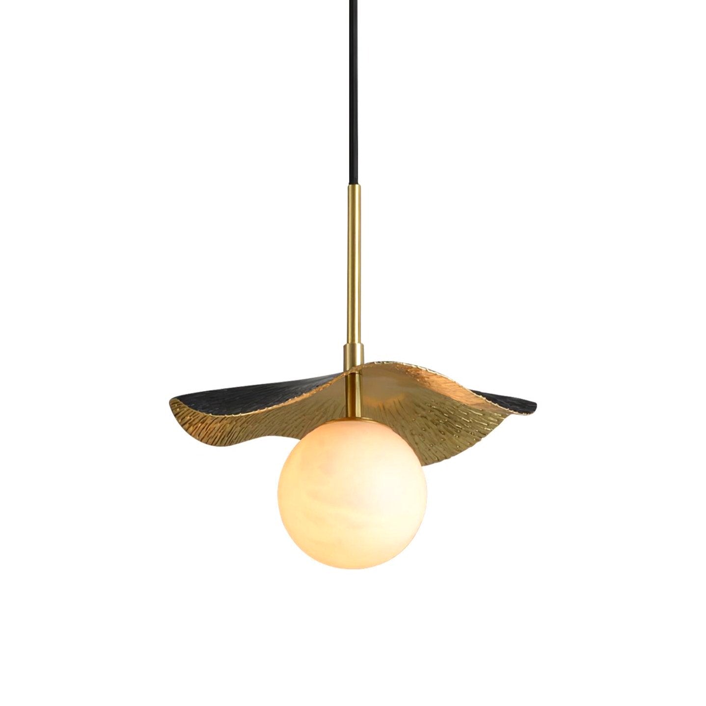 Wavy Brass Alabaster Pendant Light