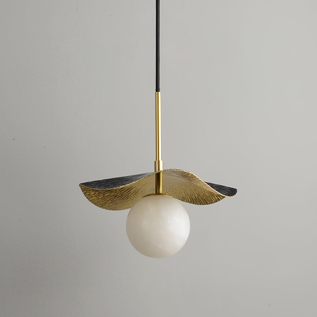 Wavy Brass Alabaster Pendant Light