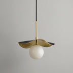 Wavy Brass Alabaster Pendant Light