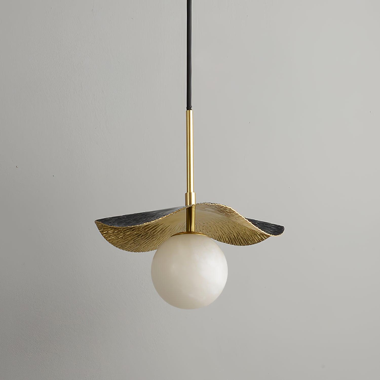 Wavy Brass Alabaster Pendant Light