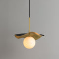 Wavy Brass Alabaster Pendant Light