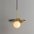 Wavy Brass Alabaster Pendant Light
