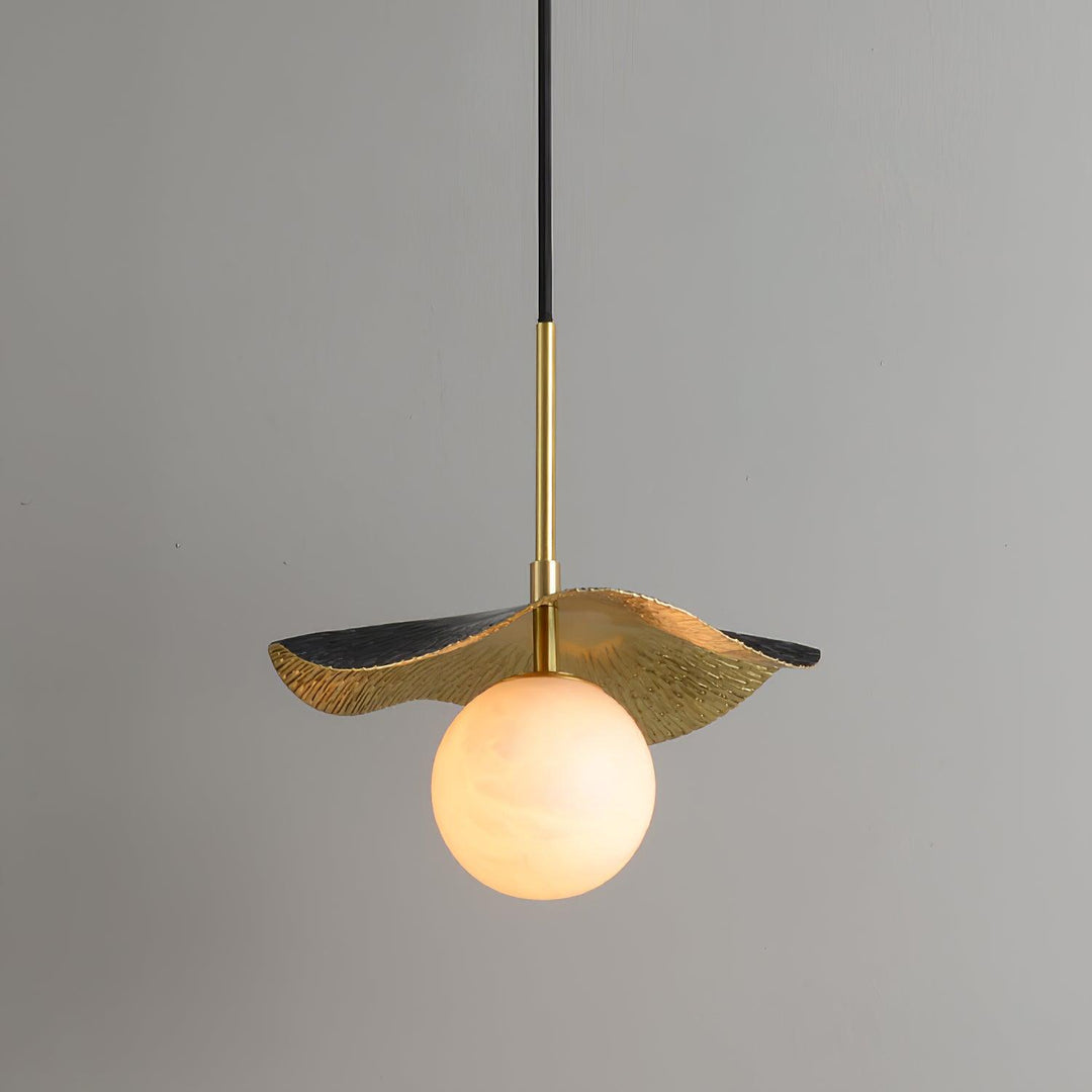 Wavy Brass Alabaster Pendant Light