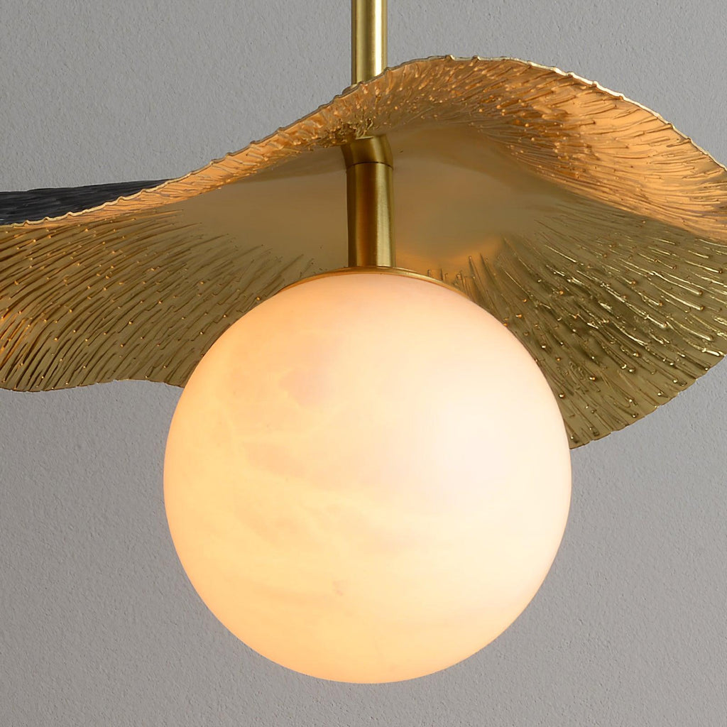 Wavy Brass Alabaster Pendant Light