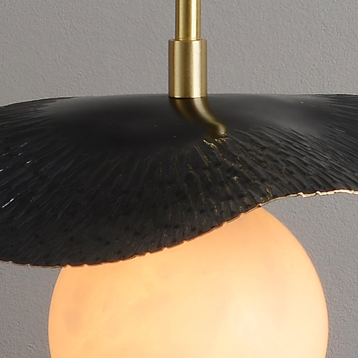 Wavy Brass Alabaster Pendant Light