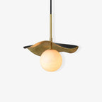 Wavy Brass Alabaster Pendant Light