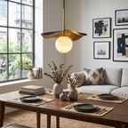 Wavy Brass Alabaster Pendant Light