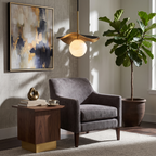 Wavy Brass Alabaster Pendant Light