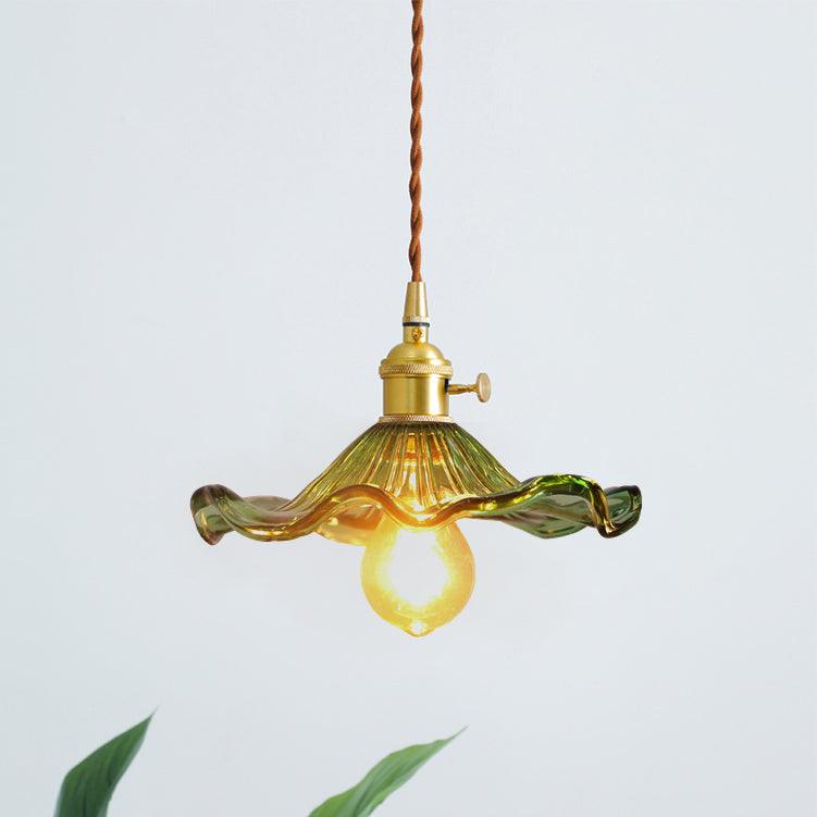 Wavy Green Glass Pendant Light
